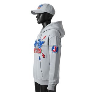 Sweat à capuche pour femme, 320 GSM, polaire doux, mélange coton et polyester, couleur gris, logo brodé personnalisé, vêtements basiques pour femme, sweats à capuche - Product Image 4