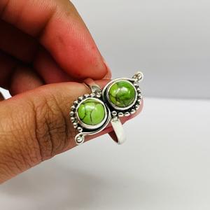 Anillo de Plata de Ley 925 verde turquesa para mujer, anillo de moda de diseñador hecho a mano con ajuste de bisel, regalo - Product Image 4
