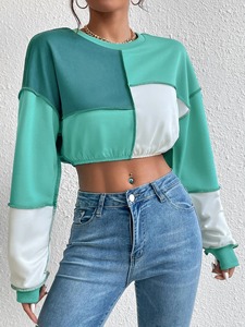 Sudadera informal de manga larga para mujer, Top corto de lana de algodón de la mejor calidad, sudaderas de invierno de punto al por mayor - Product Image 4