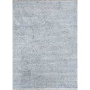Tapis en laine et soie noué à la main gris-entropie et noir, motif abstrait, pour la maison, le couloir, le salon, modèle fait main Skws-110 pour adolescents - Product Image 1