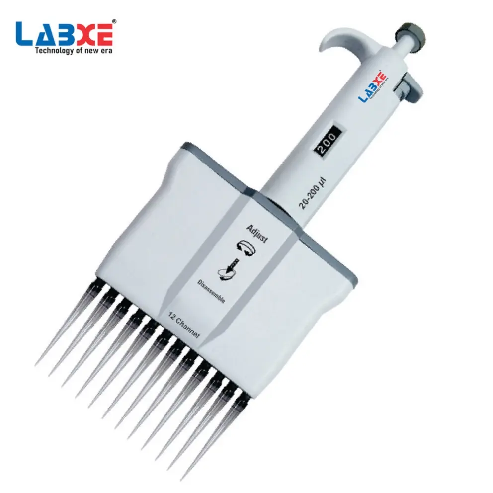 Affordable Prices 12 Channel Micropipette with Adjustable Volume & Top Grade Material Made For Lab Uses Equipment
