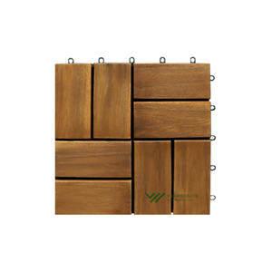 Azulejos de cubierta entrelazados de madera de acacia modernos pisos exteriores impermeables de alta calidad para caminos de jardín patios suaves antideslizantes - Product Image 2