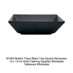 ถาดสี่เหลี่ยมสีดำ M1934 Boston Tokyo ทำจากเซรามิก ขนาด 13 x 13 ซม. อุปกรณ์จัดเลี้ยงโรงแรม ขายส่งภาชนะบนโต๊ะอาหาร - Product Image 2