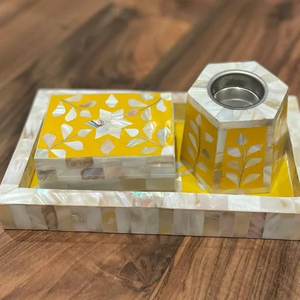 Mop Best Quality Handicrafts Mother of Pearl Inlay Tray <b>Box</b> Incense Burner Set Mop Mubkhar Ramadan Gift Indian Manufacturer - Product Image 4