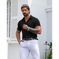 Chemise d'affaires pour hommes à manches courtes, coupe ajustée, style boutonné, adaptée aux professionnels de bureau, uniformes d'entreprise et impression de logo