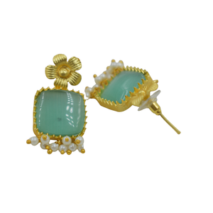 new trend latest goldplated brass stone <b>Stud</b> <b>Earring</b> Stone 18K Gold Plated <b>Earrings</b> women <b>fashion</b> jewelry <b>earrings</b> women - Product Image 2