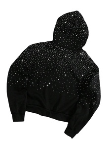 Sudadera con capucha de moda para hombre con pedrería brillante, estilo urbano, con cremallera, de gran tamaño, proveedor de fábrica OEM - Product Image 5