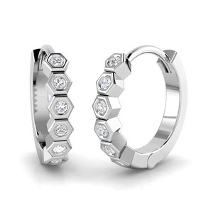 Elegantes Pendientes de Aro con Diamantes Finos de Corte Redondo, 0.10 Ct, Diamantes Cultivados en Laboratorio en Platino para Uso Diario - Product Image 3