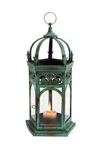 Linterna de vela de vidrio y metal hecha a mano con acabado negro para decoración de fiestas al por mayor - Product Image 5