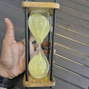 Sablier nautique en laiton Antique 7 '', support d'horloge de sable, sablier en bois, décoration pour l'école et le bureau - Product Image 1