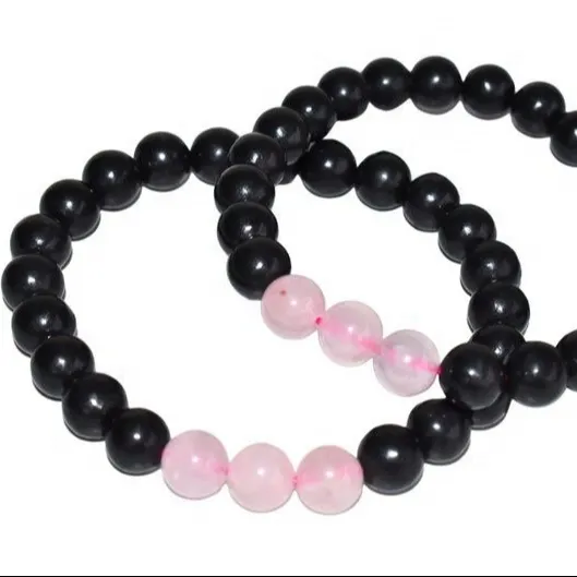 Pulseras de piedras preciosas de cristal negro Shungite de cuarzo rosa de protección Emf Natural exclusiva, regalo de orgonita, autouso positivo, buena vida