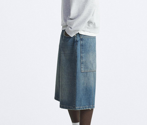 กางเกงยีนส์เดนิมผู้ชายคุณภาพสูง กางเกงขาสั้นสไตล์วินเทจทรงหลวมสำหรับฤดูร้อน แฟชั่นสตรีทลำลอง ยูนิเซ็กส์ กางเกงขาสั้นแบบสั่งทำ - Product Image 5