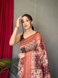 Kashmiri-alfombra de seda suave de algodón con estampado Digital, blusa de trabajo de Saree, proveedor de Surat, India - Product Image 4