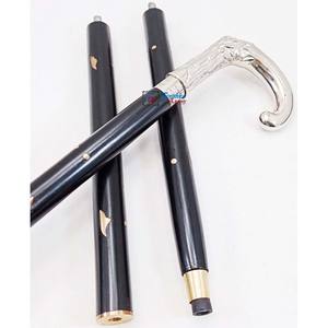 Bastón Plegable de Madera Negra de Alta Calidad Premium con Mango de Latón Niquelado, Diseño Art Deco Hecho a Mano para Personas Mayores - Product Image 1