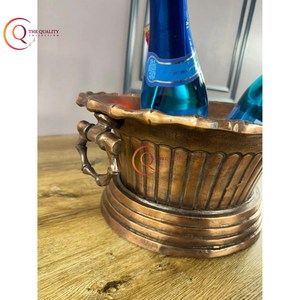 Wholesale Customized Logo Brass Made <b>Ice</b> Bucket Tub Metal Beer Wine Champ Buckets Round Cooler With 2 <b>Ring</b> Handles - Product Image 3