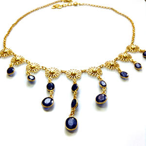 Ttractive 925 Sterling ililver Old antiguo lado rendy ninique lulue apapphire 90 emstone 90 cms. Eckong in eckeckecklace - Product Image 5