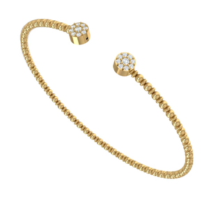 Brazalete Abierto Flexible de Oro de 14K y Diamantes Naturales para Mujer |   Joyería de Lujo para Uso Diario de Mujer |   0.20 Quilates - Product Image 1