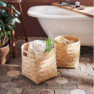 Cestas redondas de almacenamiento de bambú tejidas naturales ecológicas hechas a mano para uso en ropa hechas a mano en Vietnam - Product Image 5