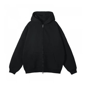 Invierno Fleeced Streetwear Liso Sudaderas con capucha de punto Logotipo personalizado Algodón Fleece Colorido Oversized Zip up Hoodie para hombres - Product Image 2