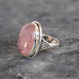 Anillo de piedras preciosas de cuarzo rosa de Plata de Ley 925 al por mayor, anillo fino de cuarzo rosa de cristal de piedras preciosas de boda para mujer - Product Image 5