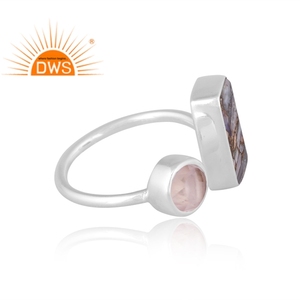 New Trending 925 Sterling Silver Mojave Copper Ethiopian Opal & <b>Rose</b> <b>Quartz</b> Gemstone <b>Ring</b> Custom Design Jewelry Manufacturer - Product Image 4