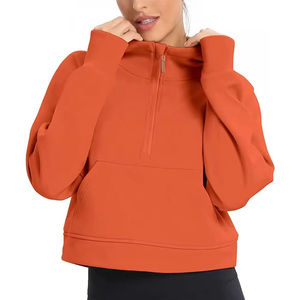 Sweat-shirt à col montant en maille gaufrée pour femme, taille plus, manches longues, nouvelle collection 2026, col montant, surdimensionné, chemise d'automne - Product Image 6