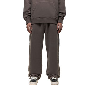 กางเกงวอร์มขาตรงแบบผูกเชือกผ้าฝ้าย100% กลางโอเวอร์ไซส์ผ้าคอตตอนน้ำหนักเบาซักกรดออกแบบโลโก้ได้ตามต้องการ - Product Image 1