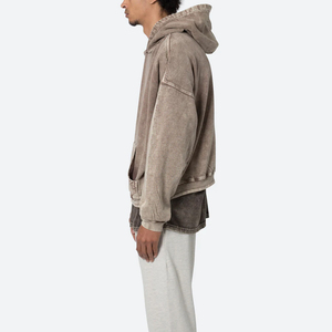 Sudadera con Capucha para Hombre, Diseño Moderno, Lavado Ácido, Bordada, Estilo Vintage, Felpa Gruesa, 100% Algodón, Teñido Liso, para Invierno - Product Image 3