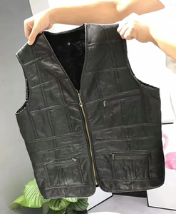 Chaleco de piel de oveja de invierno para hombre, nueva moda, Chaleco de cuero genuino, Tops cálidos, talla grande, personalizable, OEM - Product Image 4
