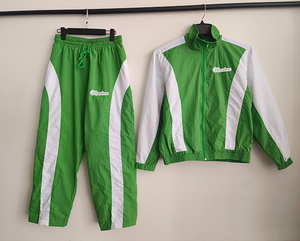 Custom Unisex Polyester Tracksuit Nylon Windbreaker Jacket Jogger 2 Two Piece Set Zip up Soft Shell Crinkle Track Pants Piping - Product Image 2