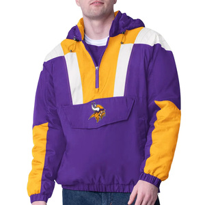 Top Embroidered Half-Zip Pullover Jacket Winter Baggy Style Football Windbreaker Jacket with Appliques OEM Service for USA Teams - Product Image 3