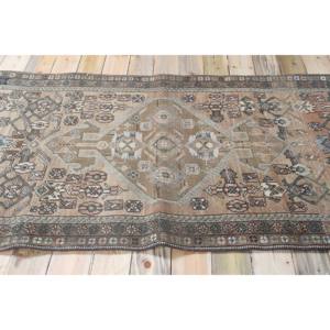 Alfombra de 4.2x6.6 pies, Alfombra Turca Vintage, Alfombra Geométrica Marrón Verde - Product Image 3