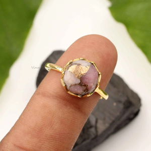 Femmes à la mode 10mm 925 argent Sterling 18K Micron plaqué or bague de mariage chrétien 10 opale cuivre rose Zig Zag Design parties - Product Image 3