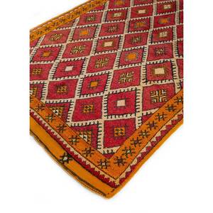 Tapis en laine noués à la main Nuray, géométriques, 9x12, pour salon, chambre, couloir, rectangulaires, abstraits, coloris orange et rouge - Pae-139 - Product Image 2