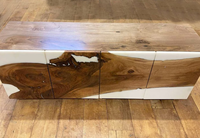 Table de commode rectangulaire en bois de noyer massif et résine époxy, style Art déco moderne, faite à la main, pour OEM, rivière, océan, île