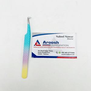 Pinzas degradadas de 90 grados con empuñadura de diamante de alta calidad al por mayor punta puntiaguda de acero inoxidable para extensión de pestañas sostenible - Product Image 2