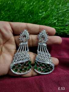 TRADITIONAL and FASHIONABLE AMERICAN DIAMOND CLASSIC STYLE <b>EARRINGS</b> and SLIVER PLATED for BIRTHDAY & CHRISTMAS GIFTS <b>EARRINGS</b> - Product Image 3