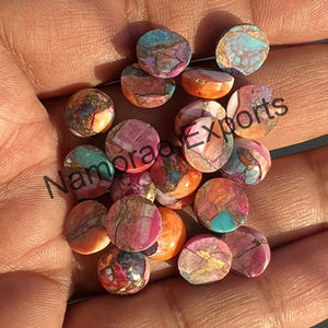 พลอยสีชมพูทองแดงหนามธรรมชาติทรงกลม11x11มม. Cabochon ทุกขนาดที่มีอยู่ด้านหลังแบนเครื่องประดับทำหินอัญมณีหลวม - Product Image 3