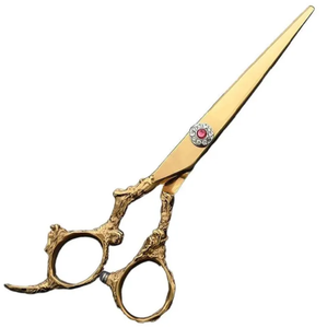 กรรไกรตัดผมสำหรับช่างตัดผมกรรไกรเคลือบทองทำจากผ้าซาตินสแตนเลสคุณภาพสูง - Product Image 6