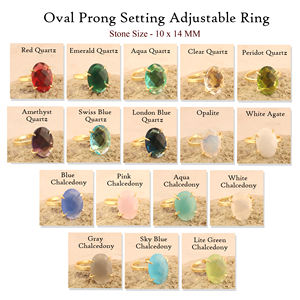 Simple Design Oval Gemstone <b>Ring</b> Checker Cut Purple Amethyst <b>Quartz</b> Adjustable <b>Ring</b> 18k Gold Plated Unisex Wear Stacking <b>Rings</b> - Product Image 2