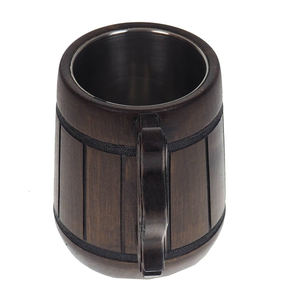 Tasse à bière en bois, tasse ronde en acier, taille personnalisée, avec poignée unique, pour fêtes de mariage, décoration de la maison, vaisselle, nouveauté, vintage - Product Image 3