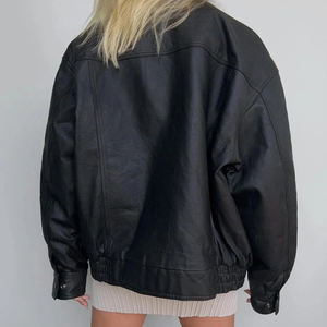 90's Women Vintage Oversized 100% Genuine Sheepskin Unique Style Vintage Oversized Black Retro Womens <b>Jackets</b> - Product Image 4