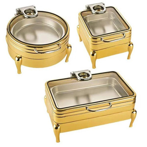 Demanding 2025 Hammer Pattern Stainless Steel <b>Buffet</b> <b>Chafing</b> <b>Dishes</b> Gold Food Warmer Elegant Catering Equipment - Product Image 6