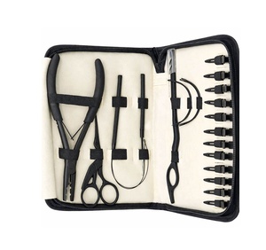 Kit d'outils professionnels pour extensions de cheveux à usage en salon, ensemble d'outils d'application pour cheveux naturels avec pinces, peigne, aiguille et boucle - Product Image 4
