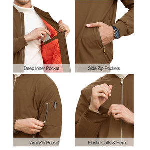 Blouson d'aviateur pour hommes Fermeture à glissière avec logo personnalisé OEM à manches longues et poignets élastiques Veste pour hommes Vestes pour hommes - Product Image 2