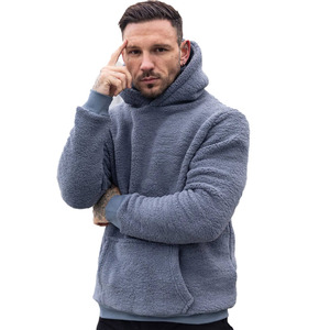 Custom New Arrival <b>Men</b> <b>Sherpa</b> Heavy Weight Blanks <b>Hoodie</b> Breathable Plus Size Wool Fleece <b>Men</b> <b>Sherpa</b> Hoodies - Product Image 2