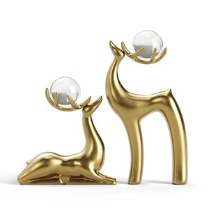 Attrape-soleil en céramique dorée en forme de cerf, décoration moderne de Noël, 25 cm, fabriqué en Italie, Optima Trade Srl - Product Image 4