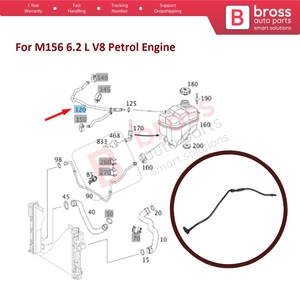 Tuyau de décharge de liquide de refroidissement du moteur BHC663, tube de ventilation, tuyau de respiration, 2115011625 pour W211 E63 AMG C219 CLS63 AMG M156 6.2 L Moteur - Product Image 5