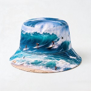 Casquette Bob Personnalisée Impression Numérique Intégrale Plage Tropicale Surf Plage Ambiance Estivale Casquette de Pêcheur OEM ODM Faible MOQ Haute Qualité Fabrication - Product Image 3