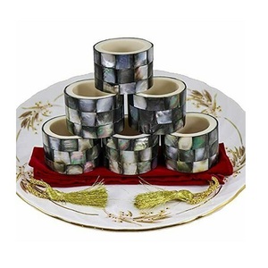 Exclusive Quality Round Shape Napkin Ring Unique Design Mother Of Pearl And Metal <b>Tissue</b> Paper Ring In Bulk - Product Image 3